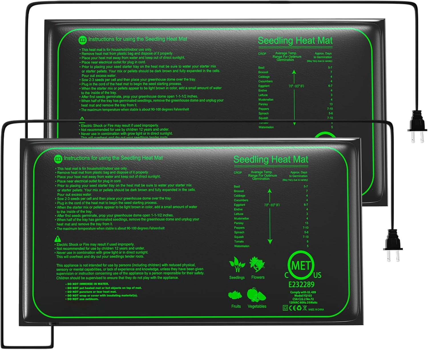 Hydroponic Seedling Heat Mats - Faster Germination! (2 Pack)
