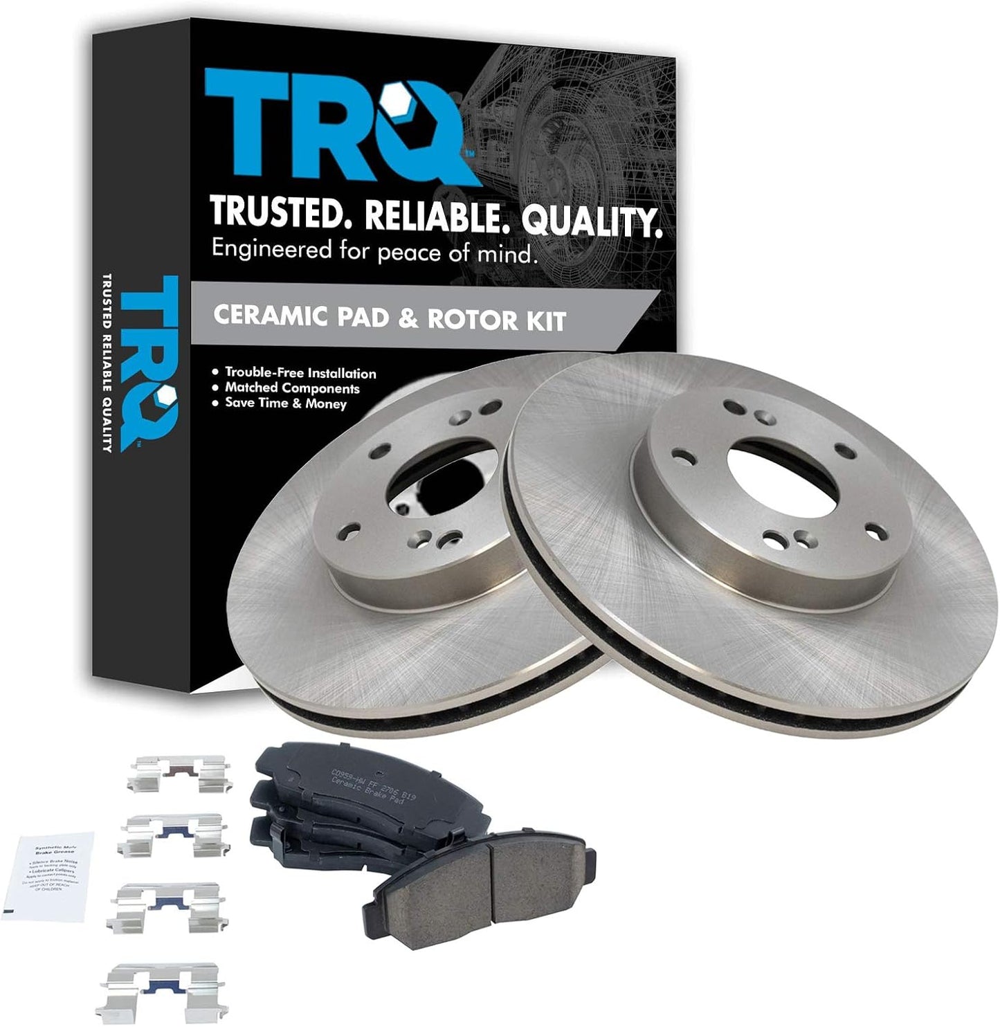 TRQ Front Brake Pad & Rotor Kit for Honda Accord and Civic