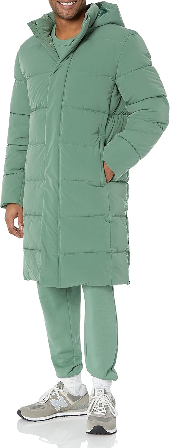 Men's Hooded Long Puffer Coat for Cold Weather Comfort