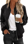 Women Bomber Jacket Lightweight Polyester Zip Up Coat S-XXL - Casual