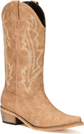 Cowboy Boots for Women Mid Calf Black Square Toe Western Boots - Wide