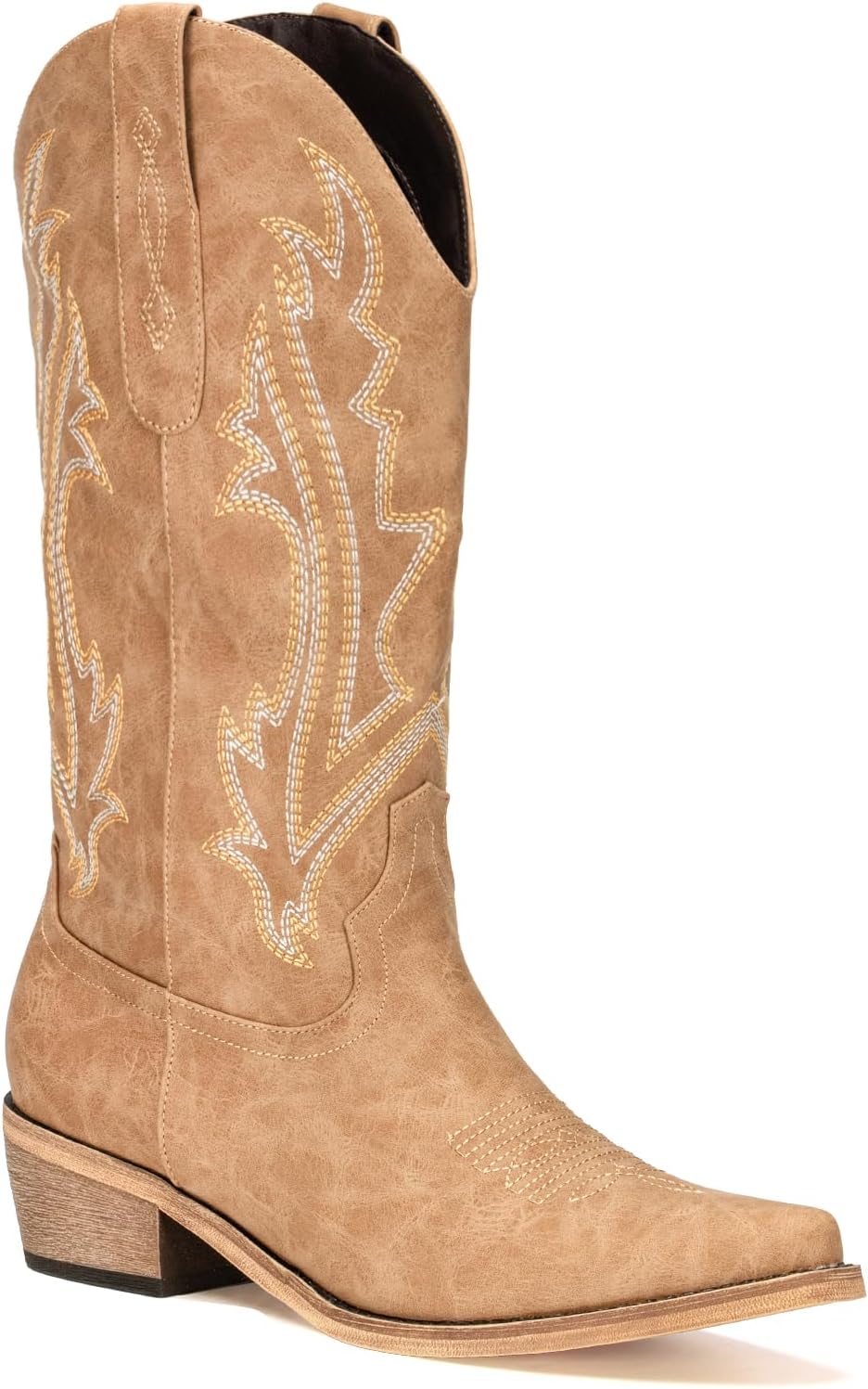 Cowboy Boots for Women Mid Calf Black Cowgirl Boots Square Toe