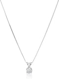 14k Gold Cubic Zirconia Solitaire Pendant Necklace 18 in - Timeless