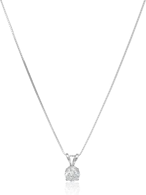 14k Gold Cubic Zirconia Solitaire Pendant Necklace for Women