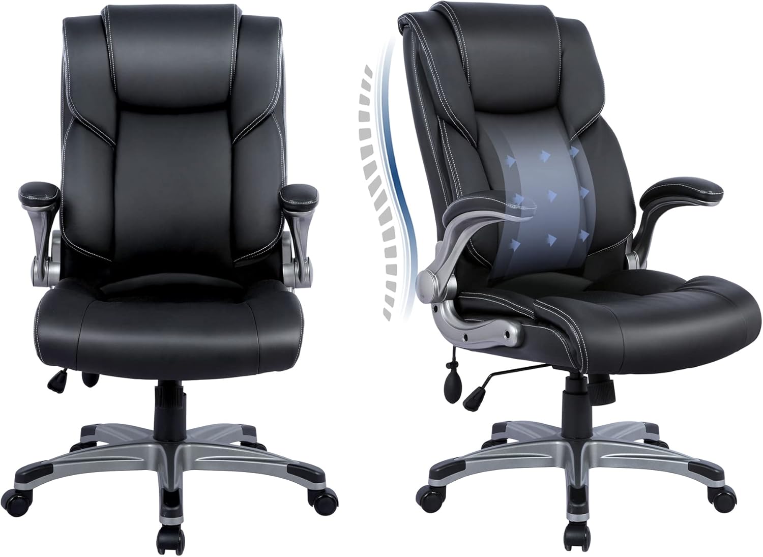 COLAMY High Back Leather Office Chair Duo