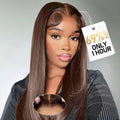 Wear and Go Glueless Bob Wig Human Hair Brown 18in - Natural Look