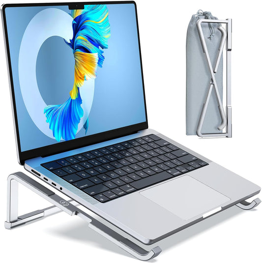 Foldable Aluminum Laptop Stand for Desk - Compatible with MacBook, Dell, HP - Portable & Sleek Design