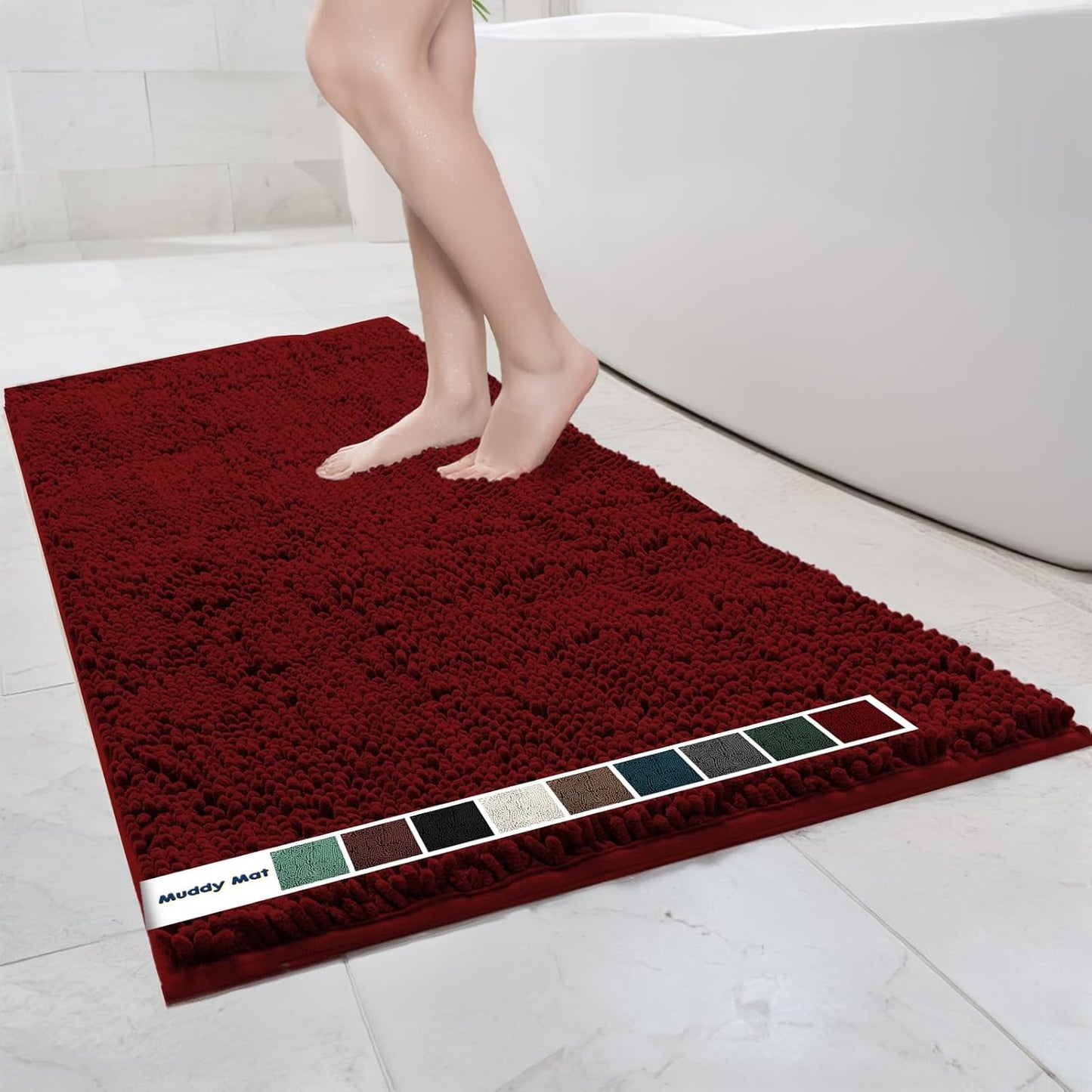 Muddy Mat Chenille Bathroom Rugs Quick Dry Microfiber Mats XL