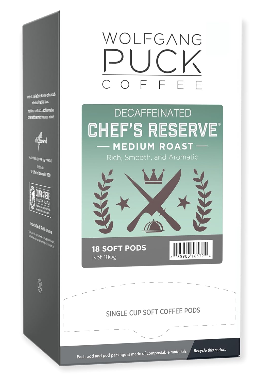 Wolfgang Puck Decaf Chefs Reserve Coffee Pods for Smooth Taste