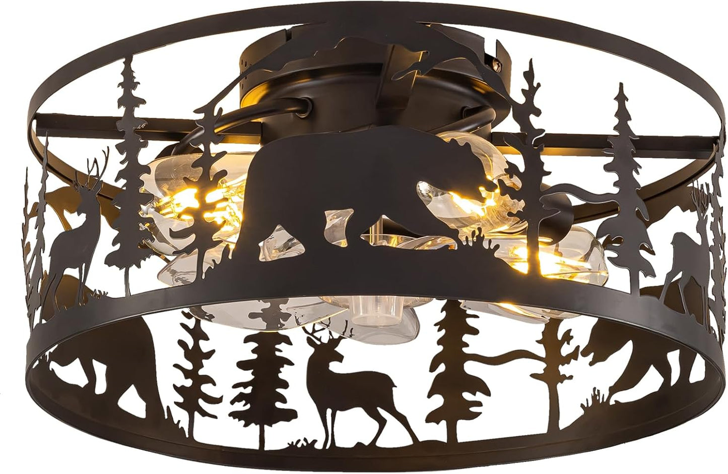 Farmhouse Caged Ceiling Fan with Lights and Remote Control
