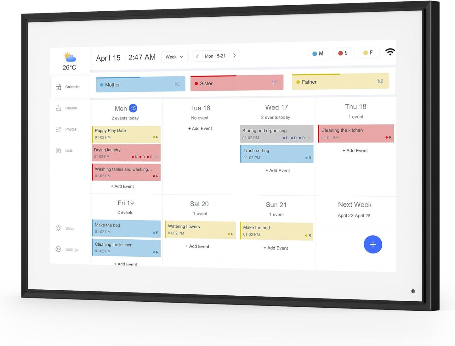FAMILY ORGANIZER: Kaclendar 15.6 Inch Smart Calendar
