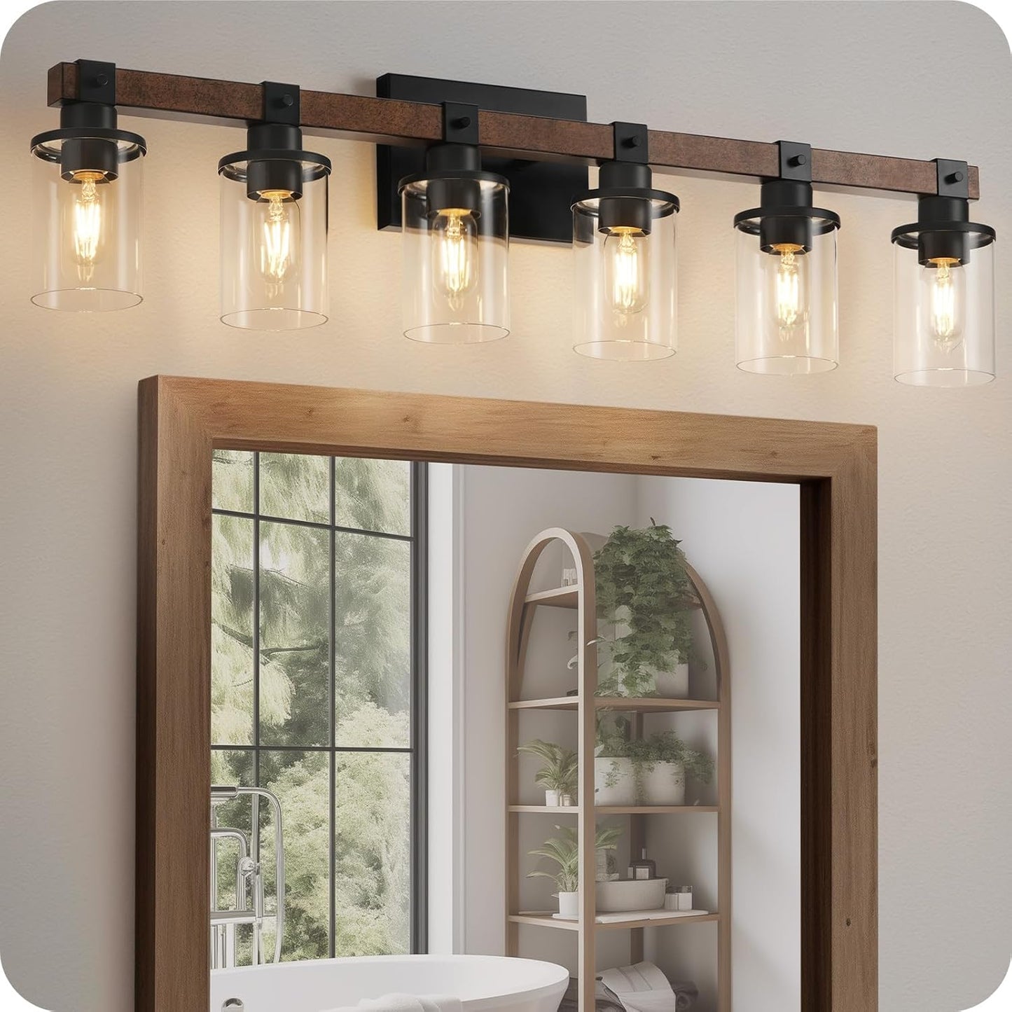 6-Light Bathroom Light Fixture with Vintage Elegance Design