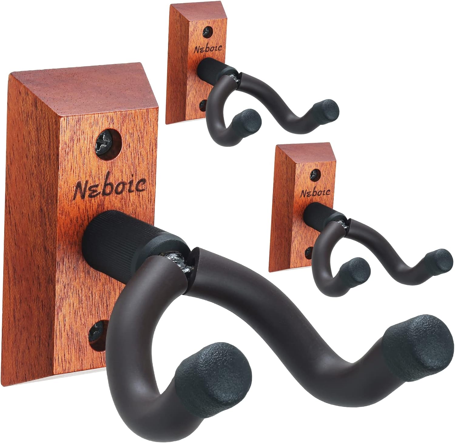 Neboic Wooden Guitar Wall Mounts - Securely Hang 3 Guitars!