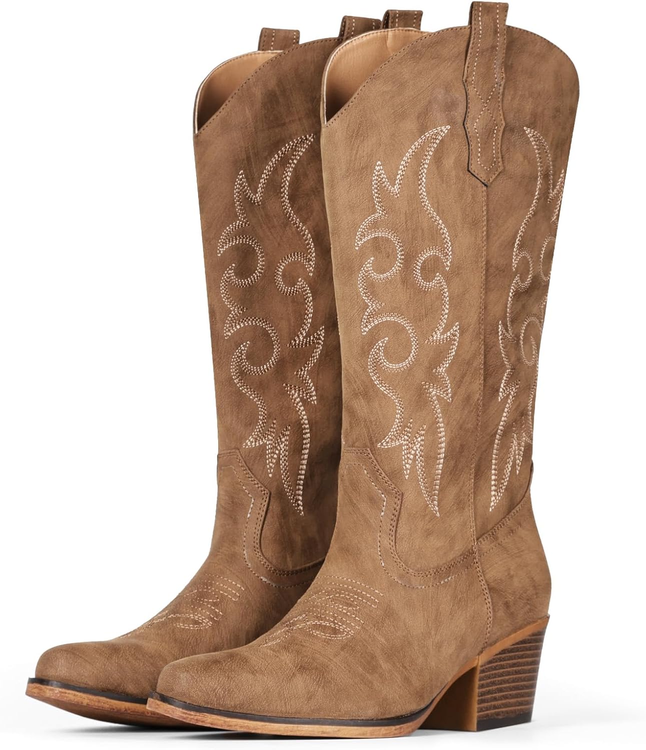 IUV Cowboy Boots for Women with Chunky Heel and Snip Toe