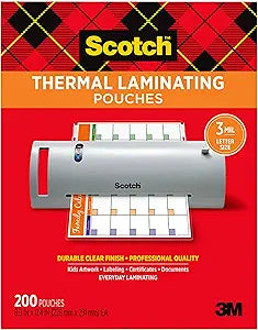Scotch Thermal Laminating Pouches for Education and Craft Use