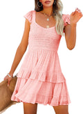 Fessceruna Womens Summer Ruffle A-line Mini Dress - Flattering Empire