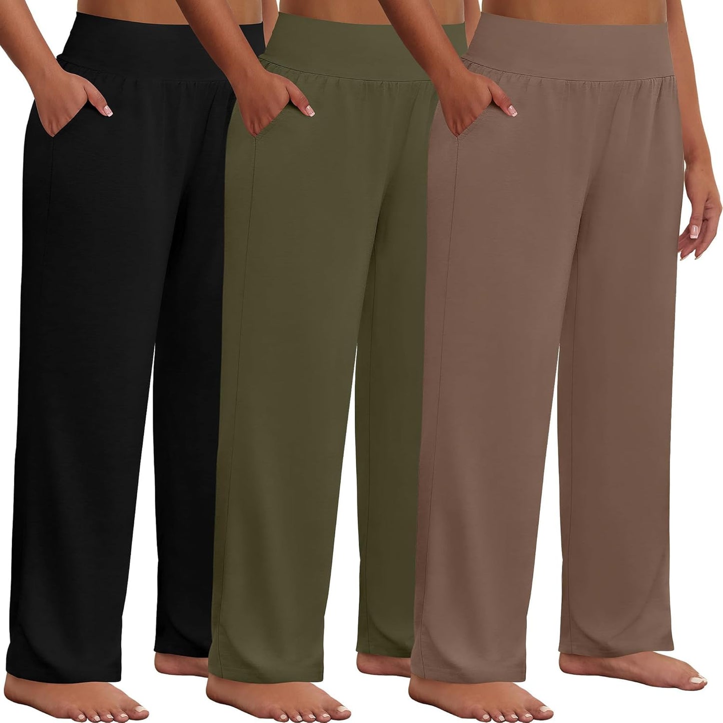 Neer Plus Size Wide Leg Yoga Pants with High Waist and Pockets