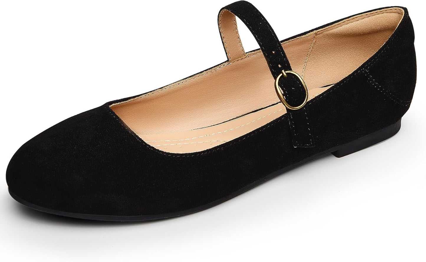 Trary Mary Jane Ballet Flats for Women - Comfortable Black Shoes