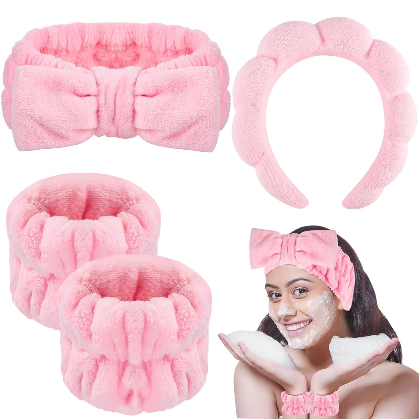 Soft Pink Spa Headband Set - Ultimate Skincare Glam