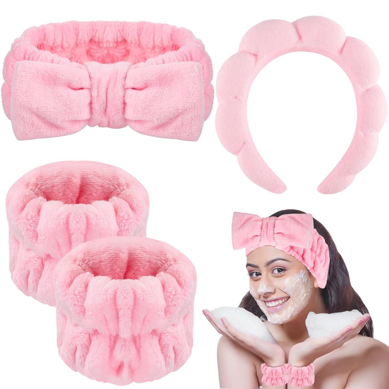 Soft Pink Spa Headband Set - Ultimate Skincare Glam