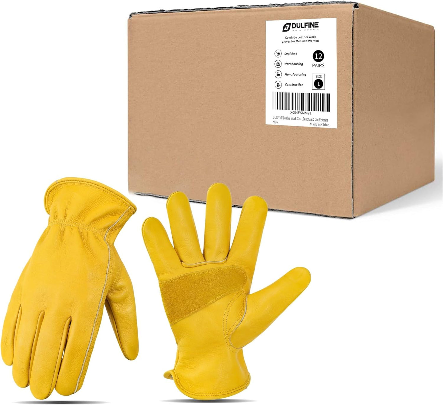 Durable Leather Work Gloves for Men & Women, Puncture Resistant