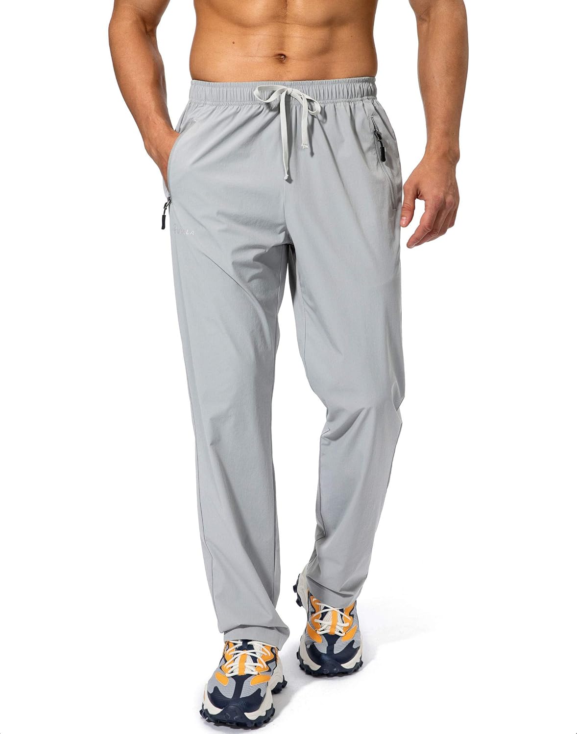 Pudolla Men's Workout Athletic Pants with Zipper Pockets