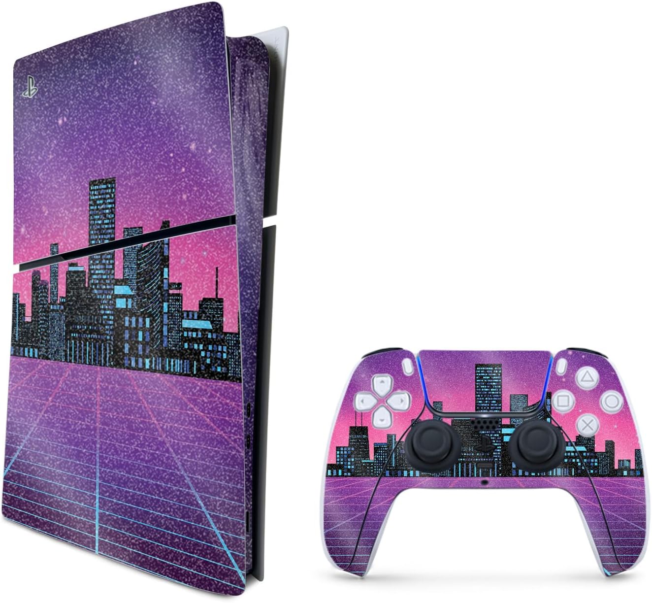 High-Gloss Glitter Skin for PS5 Slim - Synthwave Drive