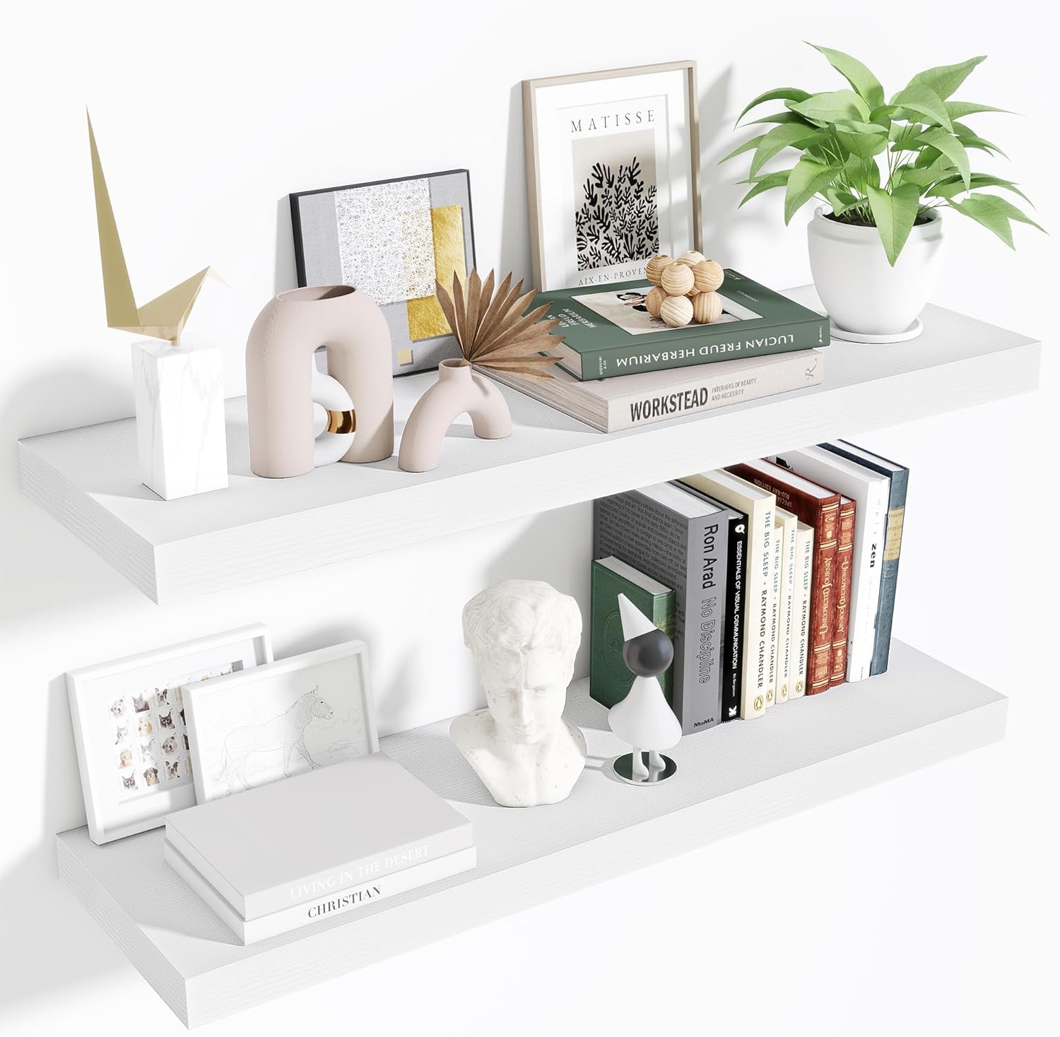 Floating Shelves Set of 2, 36 Inch Long Wooden Wall Shelves