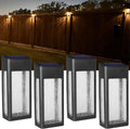 Solar Fence Lights 4 Pack - Frost Glass Solar Post Accent Lights