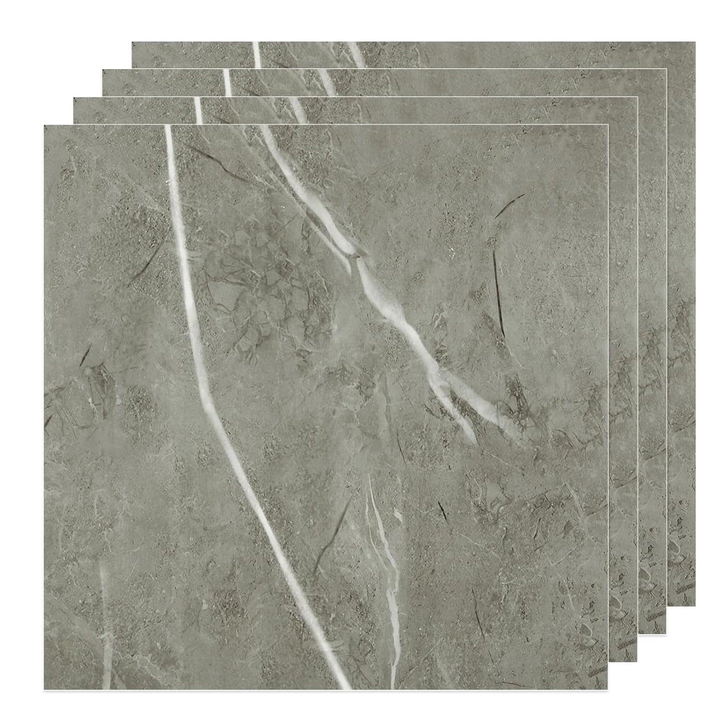 40 Sheet Vinyl Flooring Peel and Stick Grey Marble Tiles