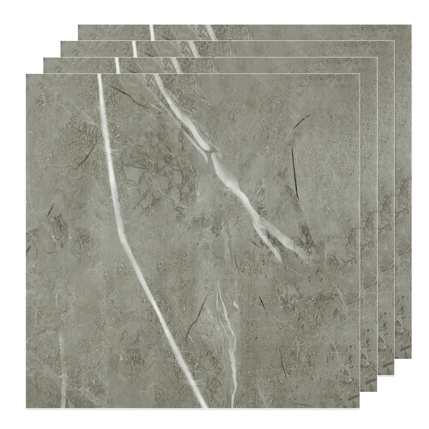 40 Sheet Vinyl Flooring Peel and Stick Grey Marble Tiles