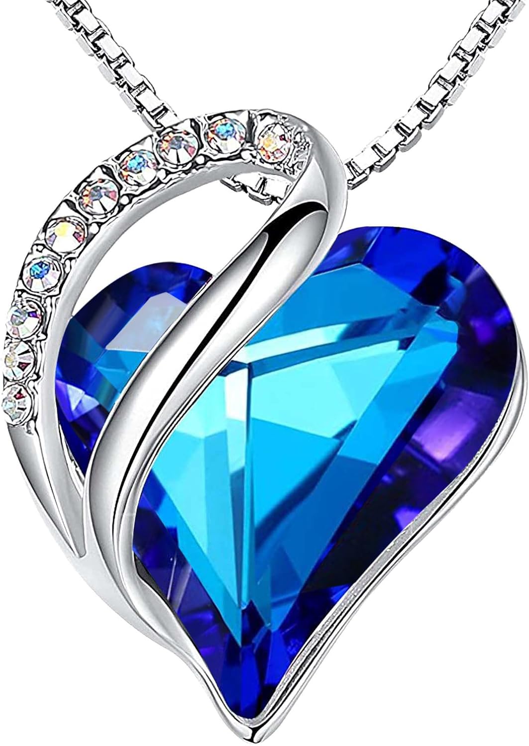 Infinity Love Birthstone Heart Crystal Pendant Necklace for Women