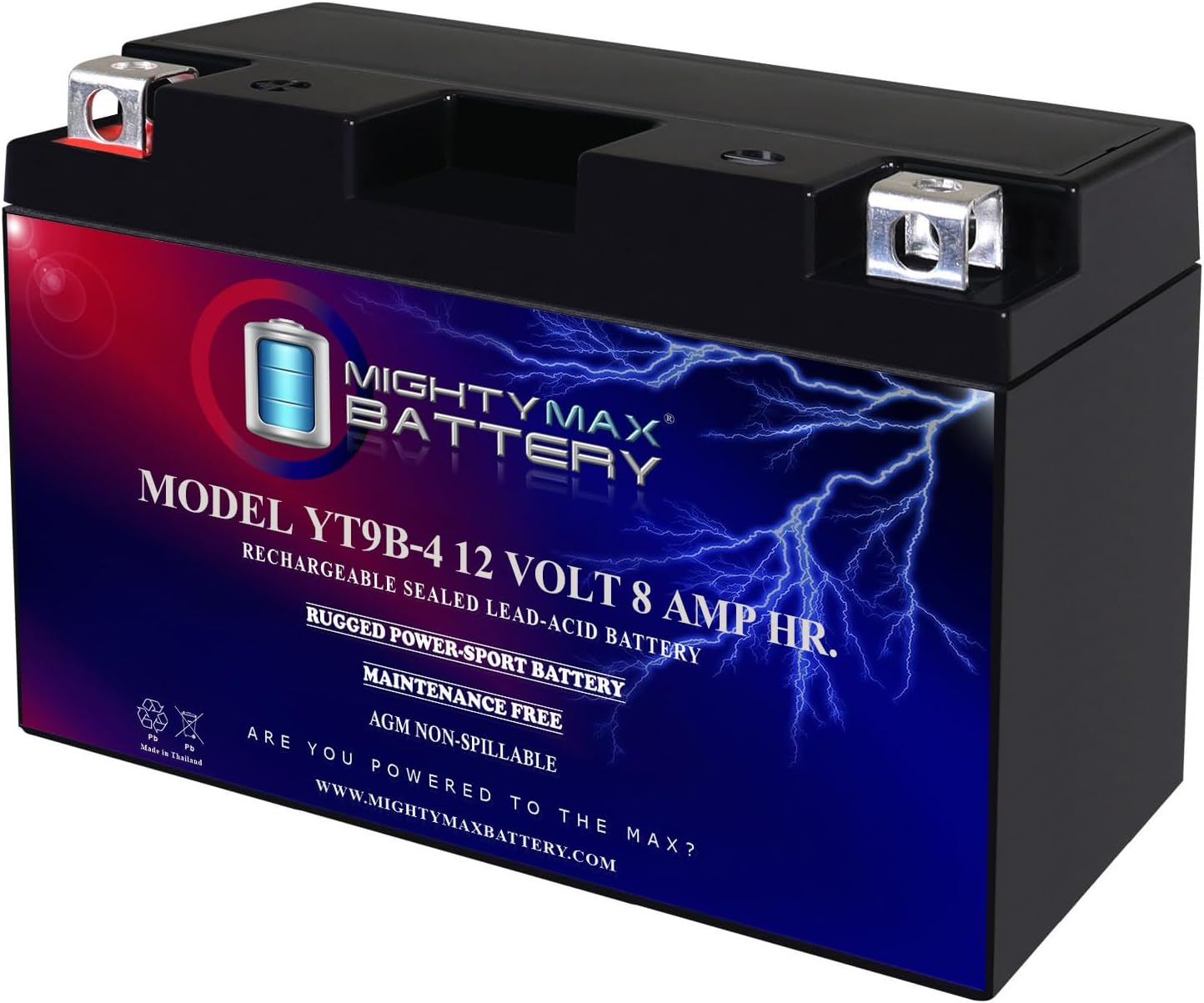 Mighty Max Battery YT9B-4 12V 8AH Rechargeable Motorcycle Battery