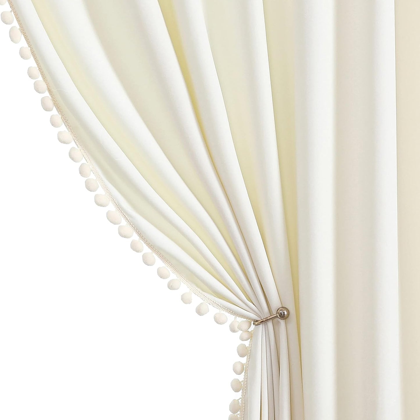 Benedeco Ivory White Velvet Curtains for Bedroom Window