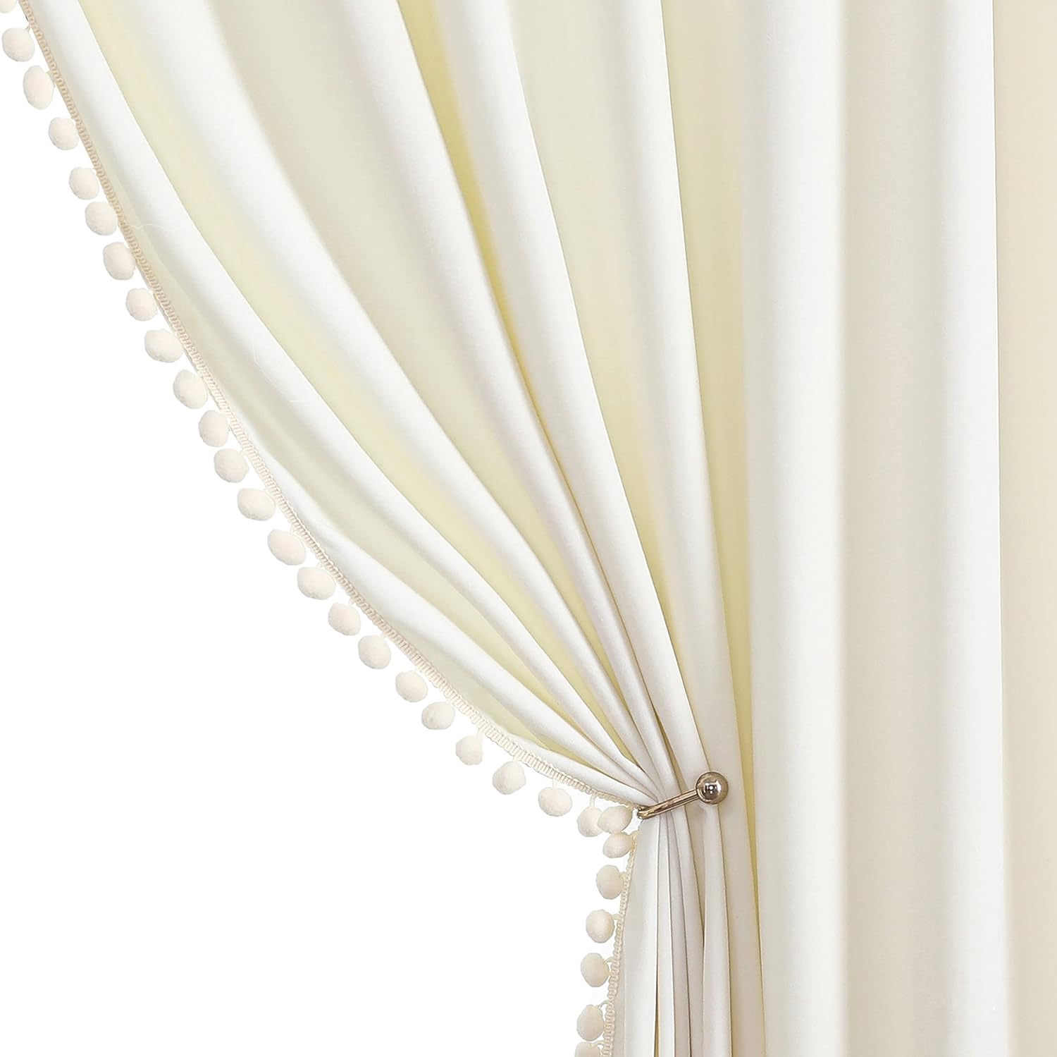Benedeco Ivory White Velvet Curtains for Bedroom Window