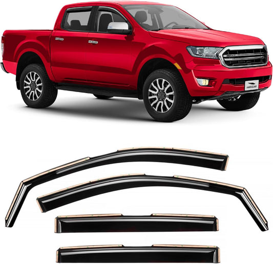Voron Glass In-Channel Rain Guards for Ford Ranger 2019-2023
