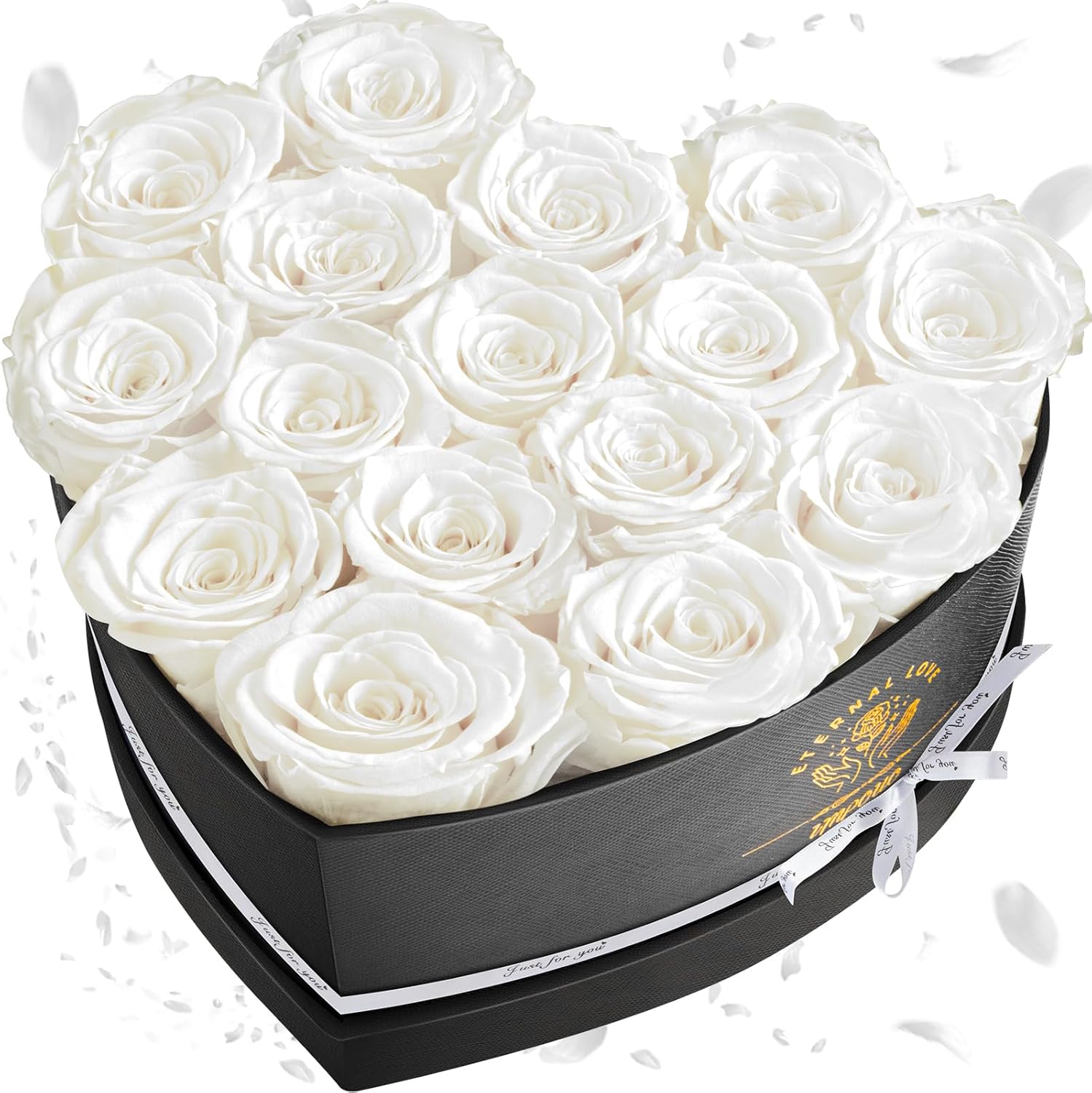 16-Piece Forever Flowers Heart Shape Box - Luxurious Roses Gift