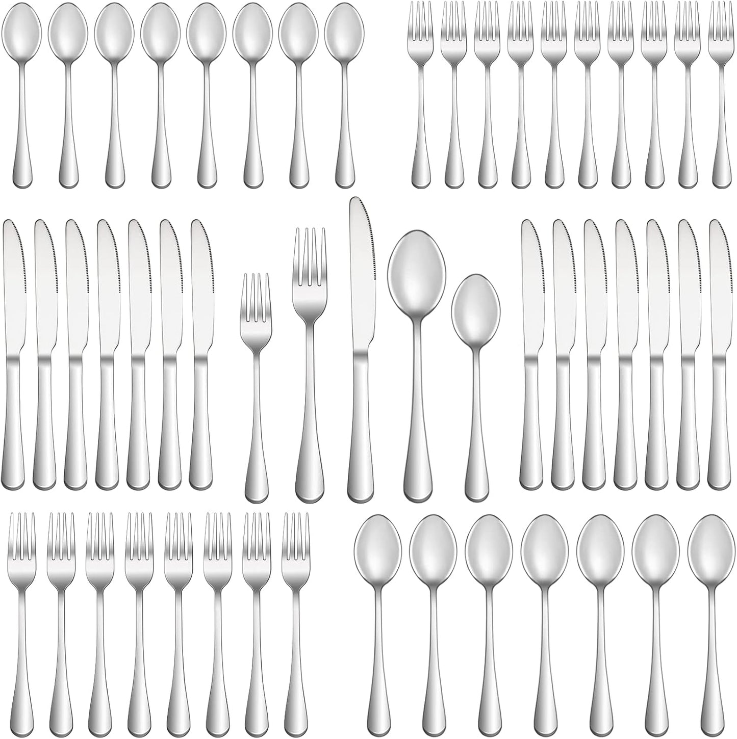 50 Piece Silverware Set for 10 - Premium Stainless Steel Cutlery