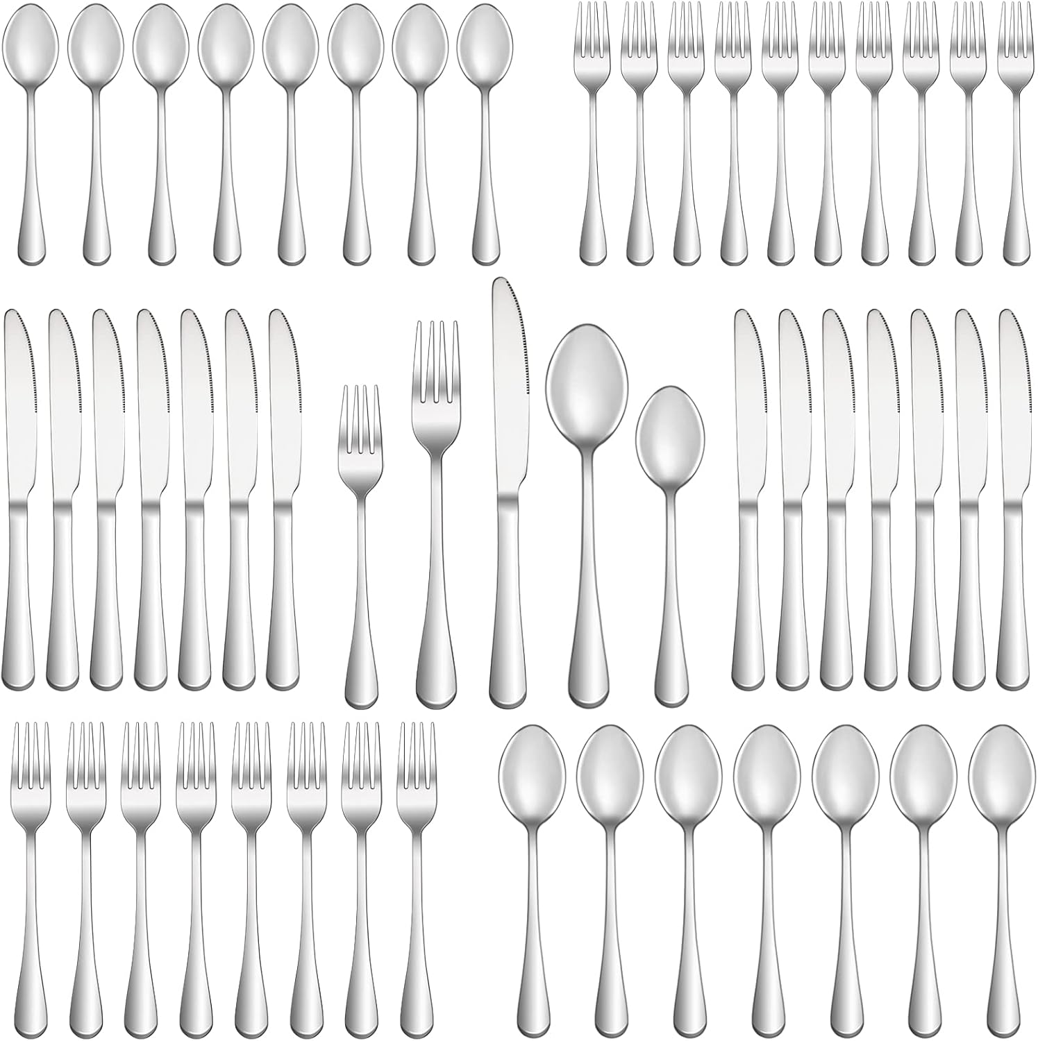 50 Piece Silverware Set for 10 - Premium Stainless Steel Cutlery