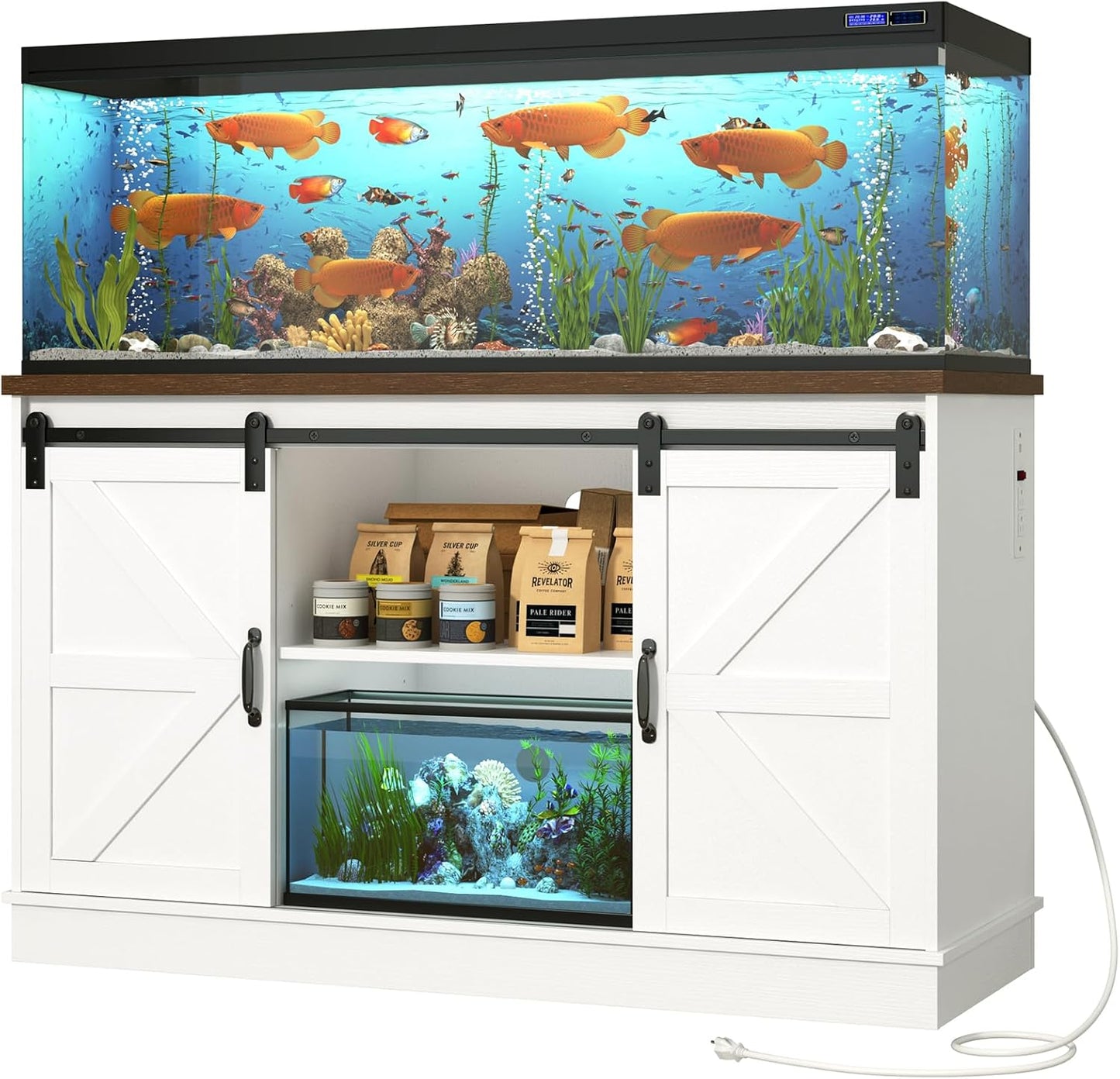Farmhouse 55-75 Gallon Fish Tank Stand with Power Outlet