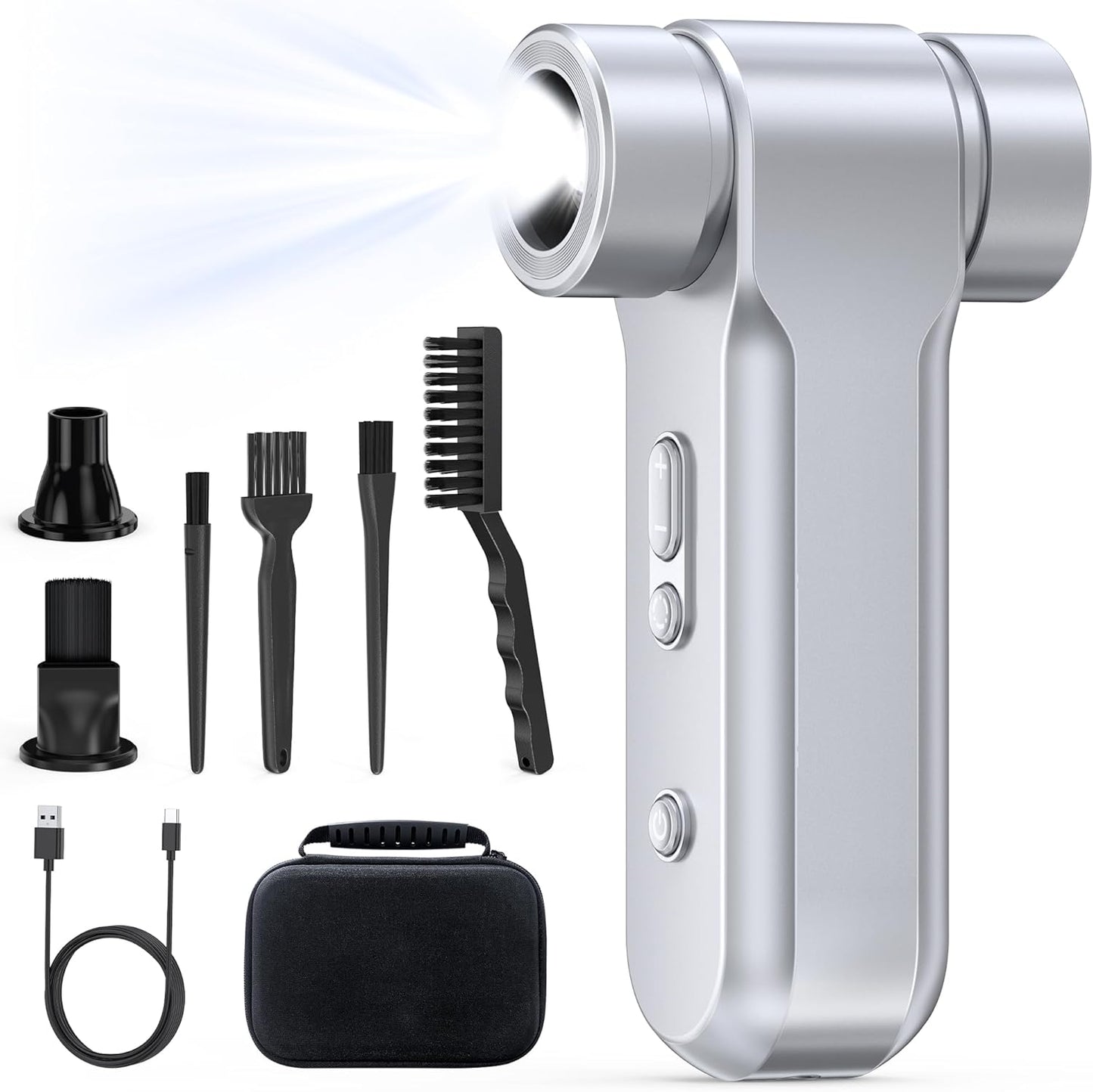 Compressed Air Duster with LED Light and Stepless Speed Control