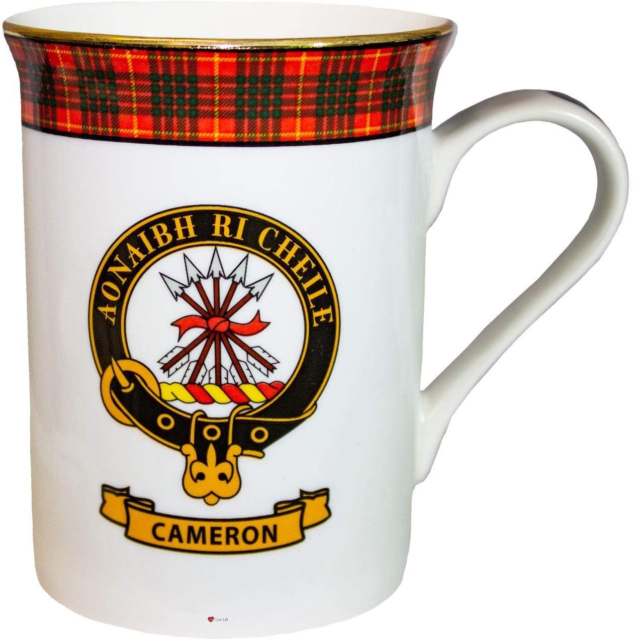 Cameron Clan Crest Gold Rim China Mug