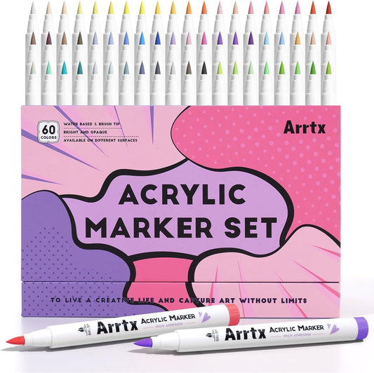Arrtx Acrylic Paint Markers 60B for Creative Art Projects
