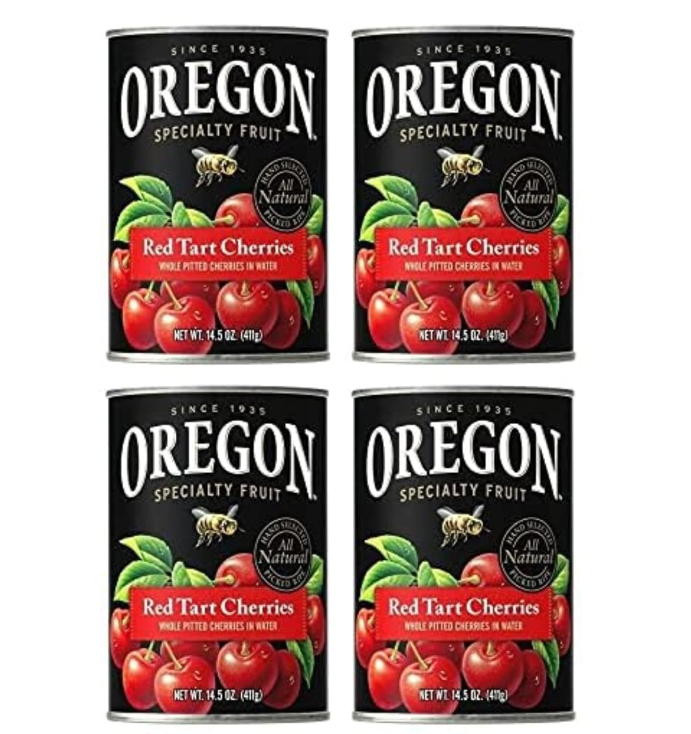 Oregon Red Tart Cherries in Light Syrup - Pack of 4 Cans
