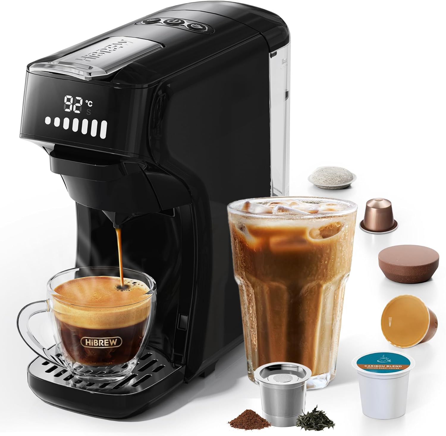 H1B 6-in-1 Pods Coffee Maker: 19 Bar Espresso, Iced Coffee Capability