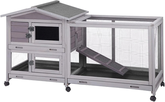 Aivituvin Rabbit Hutch with 3 Deep Pull Out Tray for Bunnies