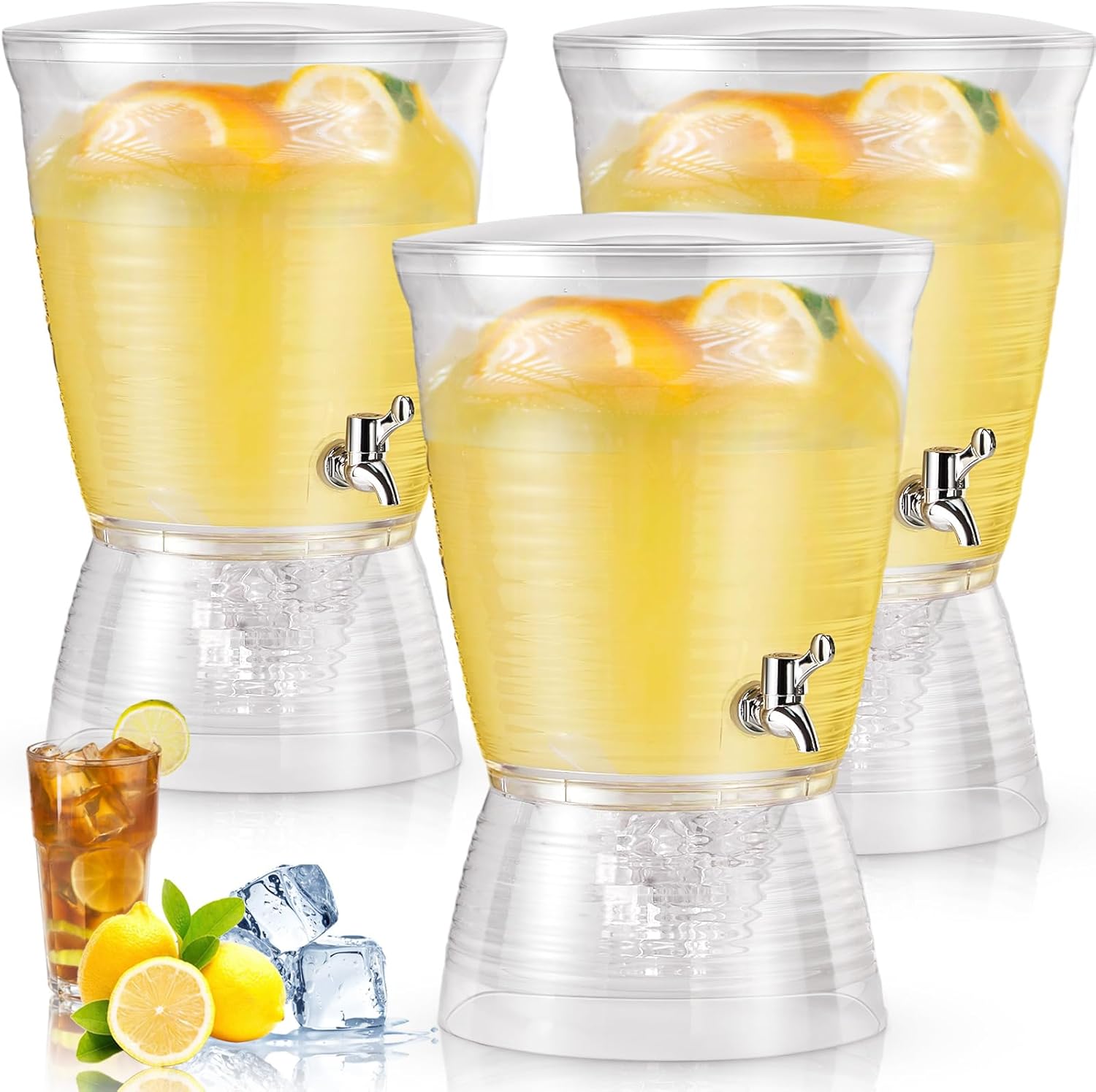 Acrylic Beverage Dispenser Set for Parties - 3 Pcs 2.7 Gallon