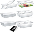 6 Pack NSF Food Pans with Lids, Full Size 4in Deep - Clear