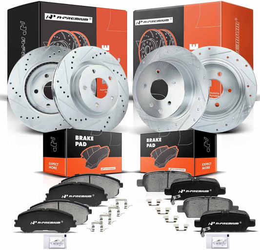 A-Premium Drilled and Slotted Brake Rotors and Pads Kit