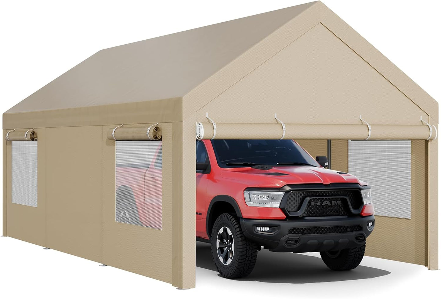 JY QAQA Heavy Duty Carport 12x20 FT with Removable Sidewalls